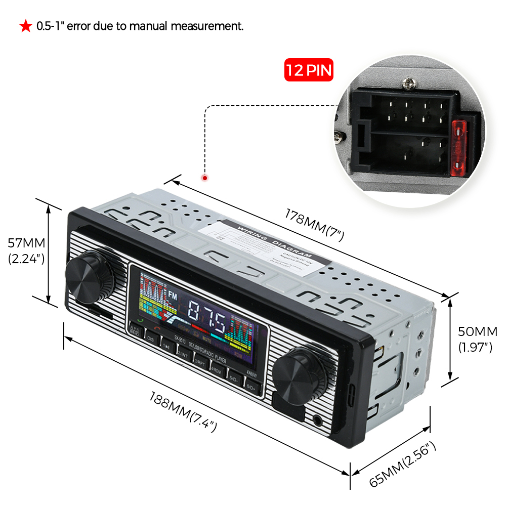 Rádio automotivo vintage, repr - Audio Music Player avaliação e preço